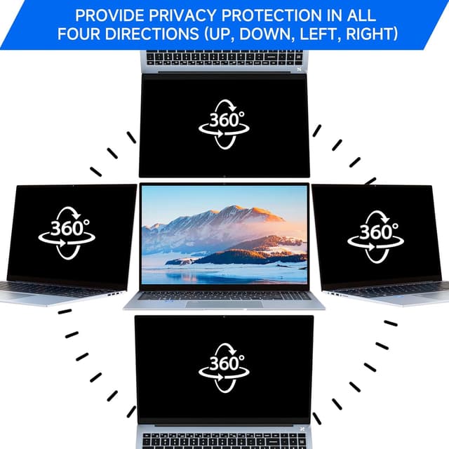 Detalle de ZOEGAA 4-way 360° Privacy Screen for 14-inch 16:10 Laptops (Removable, Anti-Glare & Blue Light)