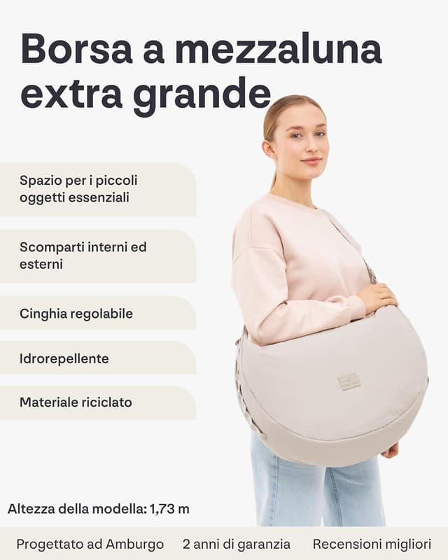 Thumbnail 3 de Johnny Urban Kaia XL Borsa a Tracolla a Mezzaluna in Nylon Puffer Beige (Half Moon)