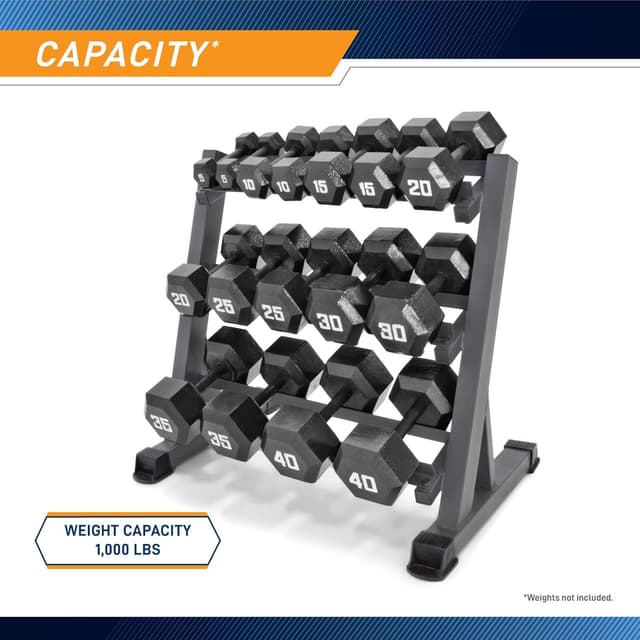 Detalle de Marcy DBR-86 Heavy-Duty Weight Storage Organizer Rack for Dumbbells, Kettlebells & Plates