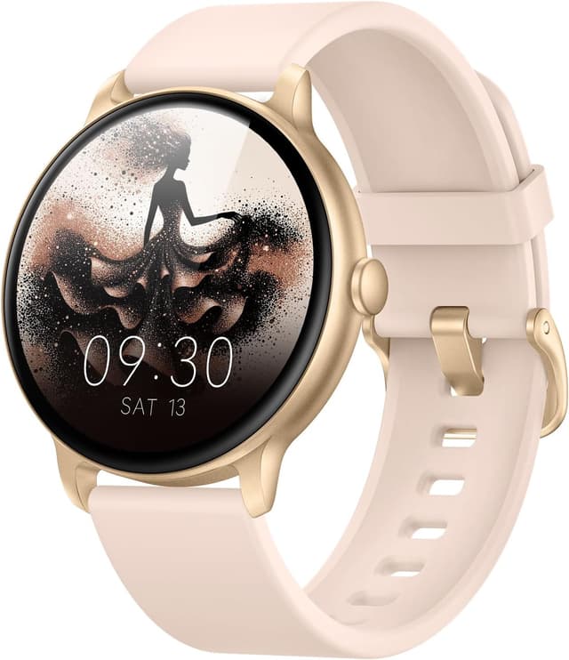 Detalle de AcclaFit Smart Watch (1.43” AMOLED) with Bluetooth calling, heart rate & sleep tracking, IP68 waterproof (Pink)