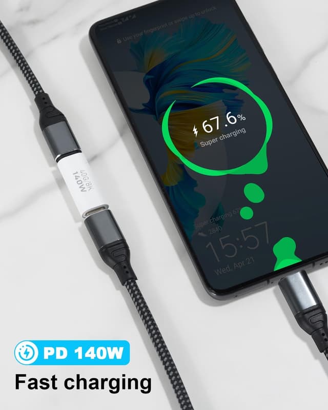 Detalle de Duttek Coupleur USB C 40 Gbps (PD 140W, 8K@60 Hz) USB‑C femelle vers USB‑C femelle — lot de 2