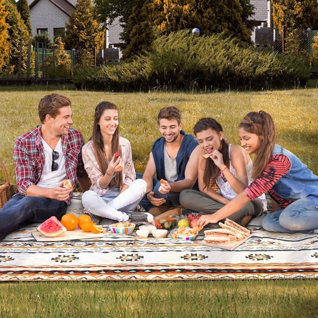 Thumbnail 6 de Aptliton Waterproof Picnic Blanket 200 x 300 cm with 4 Stakes (Bohemian) – foldable outdoor picnic mat