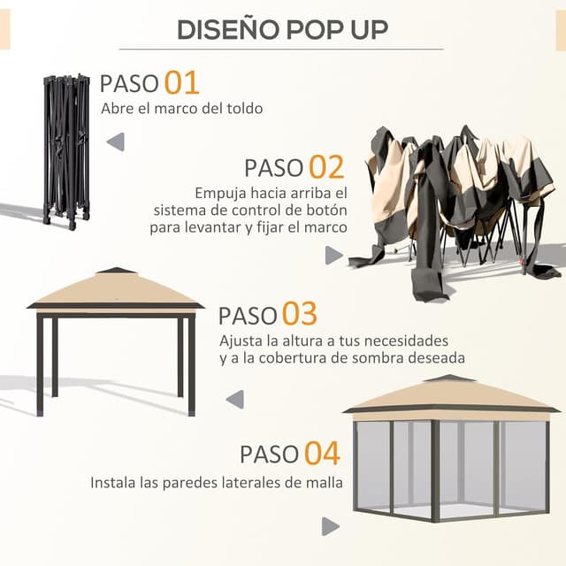 Detalle 2 de Outsunny carpa plegable 3,3x3,3 m Pop-up