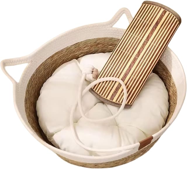Detalle 2 de Rukuapid Cuty Cat Basket Bed (Cotton Rope, Washable Round Nest) 45cm