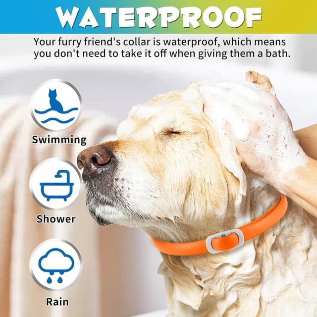 Thumbnail 6 de Hundehalsband 4er-Set (60 cm) – verstellbar und wasserdicht, 24 Monate Schutz für kleine bis große Hunde (Orange & Blau)