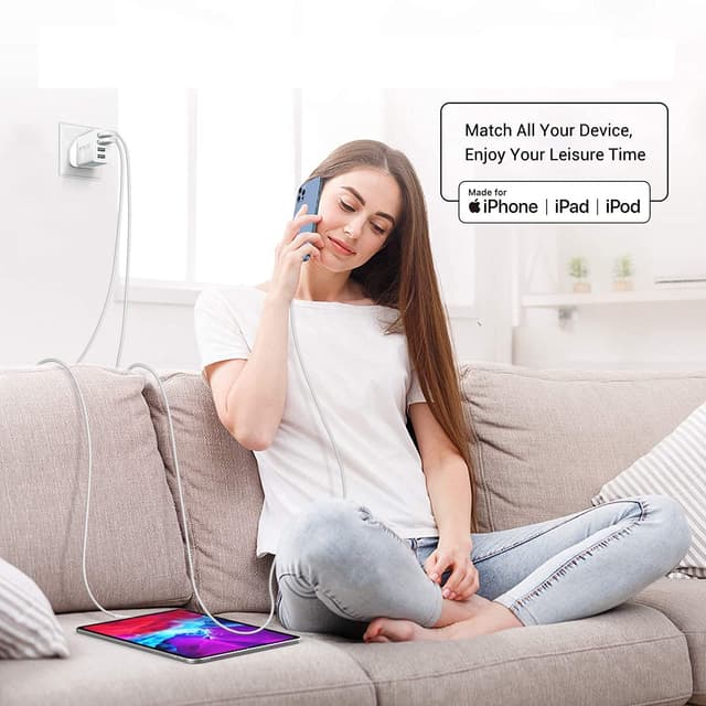 Thumbnail 6 de Câble iPhone Lightning MFi certifié (lot de 2) 2 m + 2 m, nylon tressé