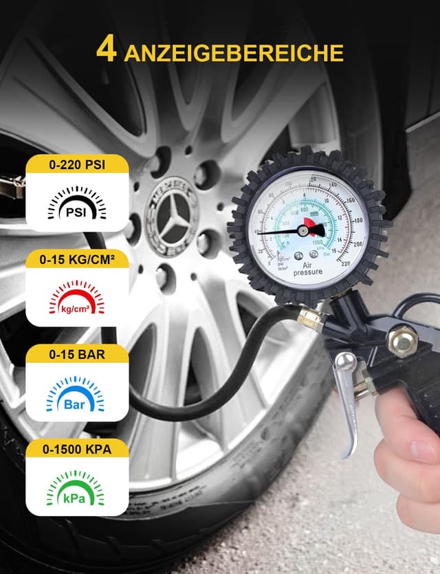 Thumbnail 1 de BURNNOVE Reifenfüller Digitaler Reifendruckprüfer 220PSI Multifunktional Luftdruckprüfer mit mehrere Ersatzteile Reifenfüll-Messgerät für Autos Motorräder Geländefahrzeuge und Fahrräder
BURNNOVE Reifenfüller Digitaler Reifendruckprüfe…