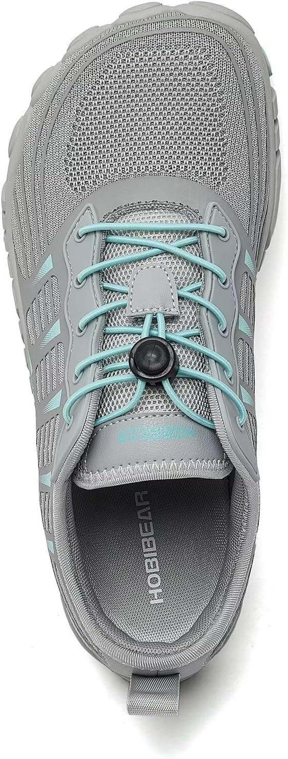 Detalle de HOBIBEAR unisex wide trail trainers with zero-drop sole and breathable knit upper