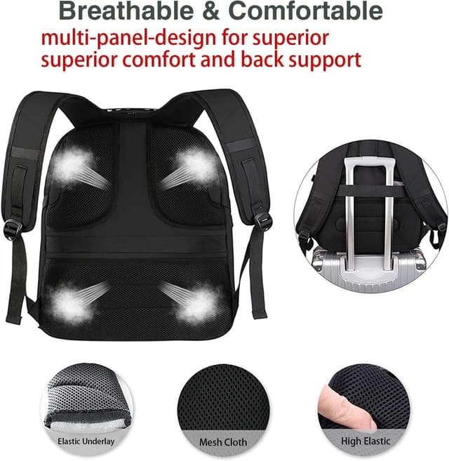 Thumbnail 6 de MATEIN Groß Laptop-Rucksack für Herren 55L (18 Zoll) wasserdicht, TSA & Diebstahlschutz – Business-Reiserucksack in Schwarz