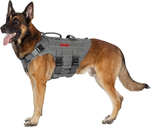 Detalle de OneTigris Large Tactical Dog Harness (No Pulling Adjustable) with Handle, MOLLE & Patch Panels