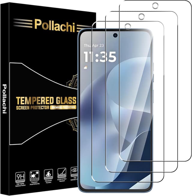 Detalle de Pollachi set da 3 vetri temperati 9H per Motorola Moto G15/G15 Power e Moto G17/G17 Power con antistaglio e anti-impronte