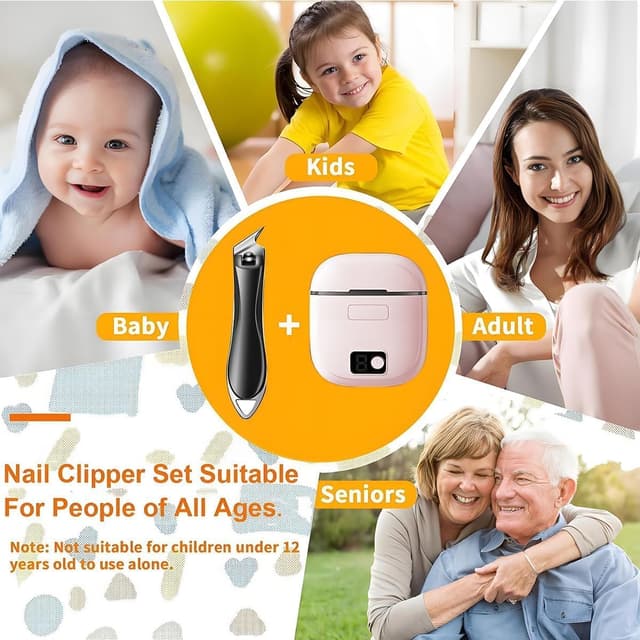 Detalle de Tagliaunghie elettrico + tagliaunghie obliquo con LED (3 velocità) rosa