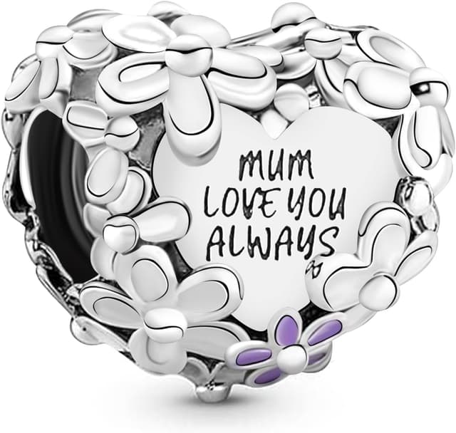 Detalle de Ruaidhra Sterling Silber Charms Anhänger – Kreuz, Herz, Blumen & mehr als Charm Clip Stopper Bead