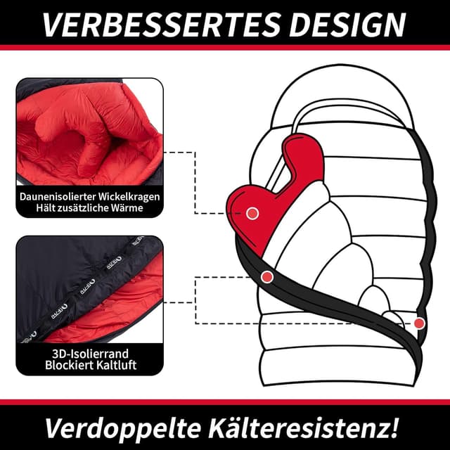 Thumbnail 6 de QEZER Daunenschlafsack −30 °C ⛺