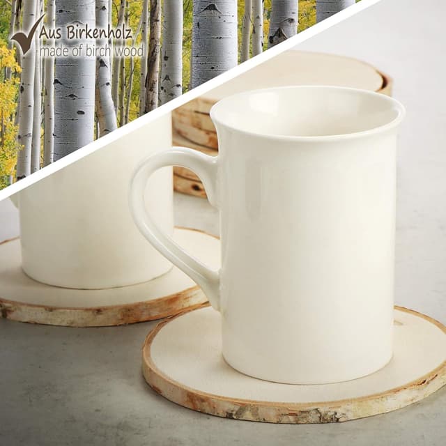 Thumbnail 2 de com-four Lot de 8 dessous de verre en bois 11-13 cm