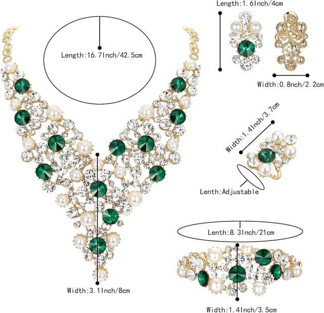 Detalle 2 de Parure bijoux de mariage Clearine 4 pièces collier, boucles d’oreilles, bracelet et bague