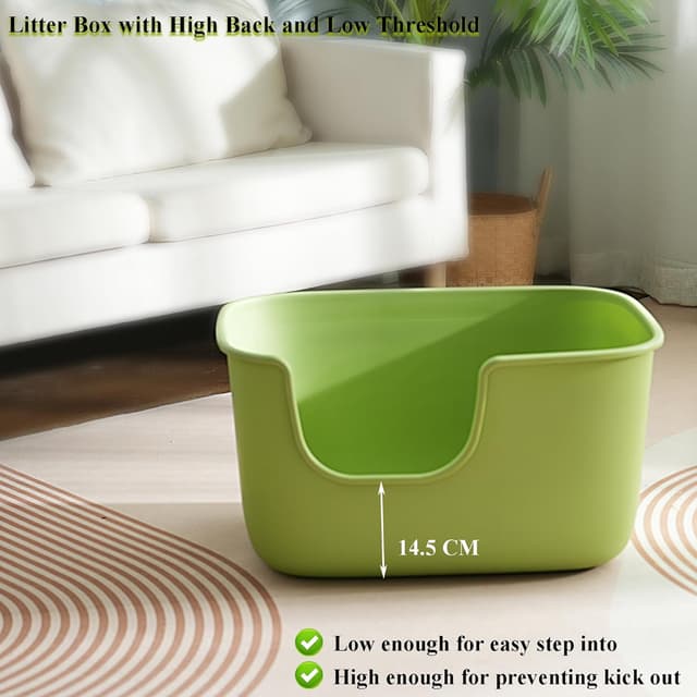 Detalle 2 de Vealind XXL Katzentoilette für Mehrkatzenhaushalte (56 x 41 x 31 cm) – hohe Seitenwände, niedriger Einstieg