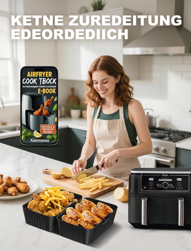 Thumbnail 6 de Xaarmonex Silicone Air Fryer Liners 2 Pack for Dual Zone Ninja & other large air fryers