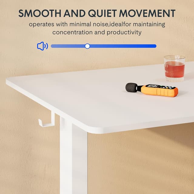 Detalle de FLEXISPOT Bureau Assis-Debout réglable en hauteur 120x60 cm blanc (mémoire 4 positions)