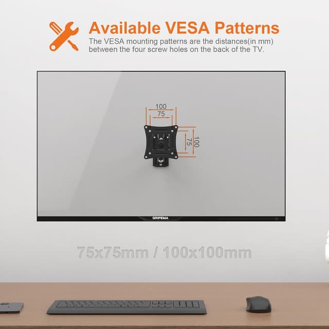 Detalle de GRIFEMA Supporto TV da Parete GB1008-1, staffa girevole e inclinabile per TV 13–32” fino a 20 kg