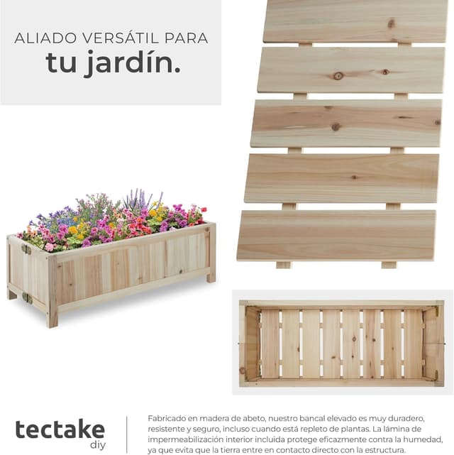 Thumbnail 4 de tectake® Jardinera Exterior Rectangular 30 x 70 x 25 cm
