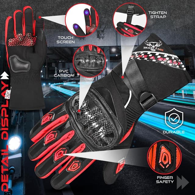 Thumbnail 1 de BEAST RAGE Winter Motorcycle Gloves for Men and Women