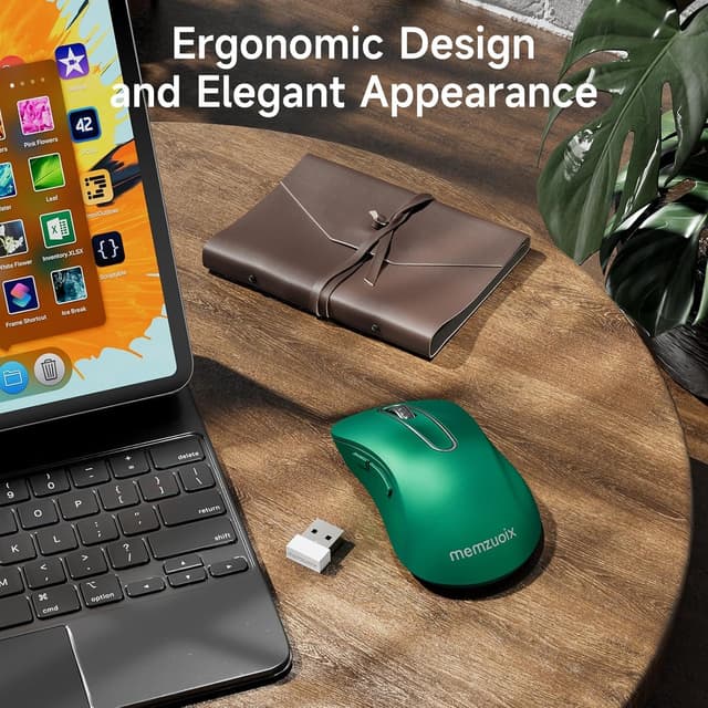 Detalle 2 de memzuoix Kabellose Maus 2.4GHz – Tragbare optische Wireless-Maus mit 1400 DPI, Mini-USB-Empfänger