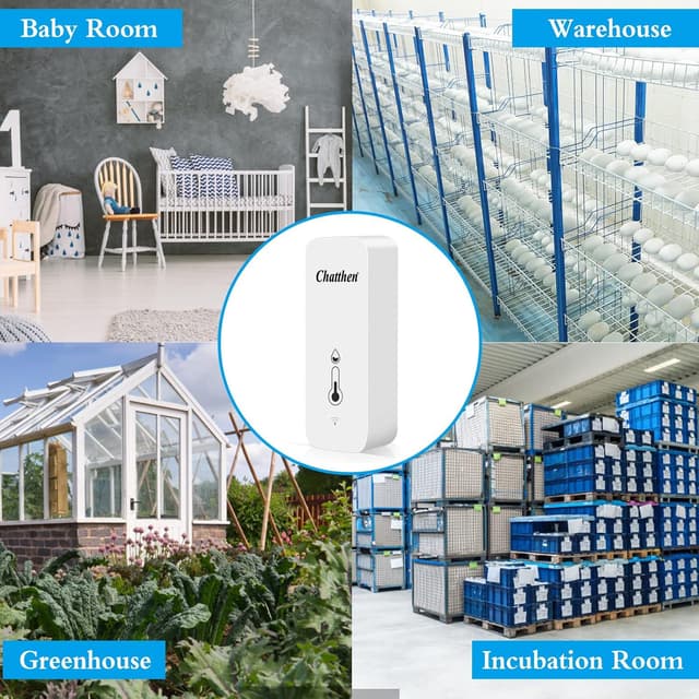 Detalle de Chatthen WiFi Thermometer Hygrometer Innen (Tuya, Mini) – 4er-Pack für Temperatur- und Feuchtigkeitsmessung per App