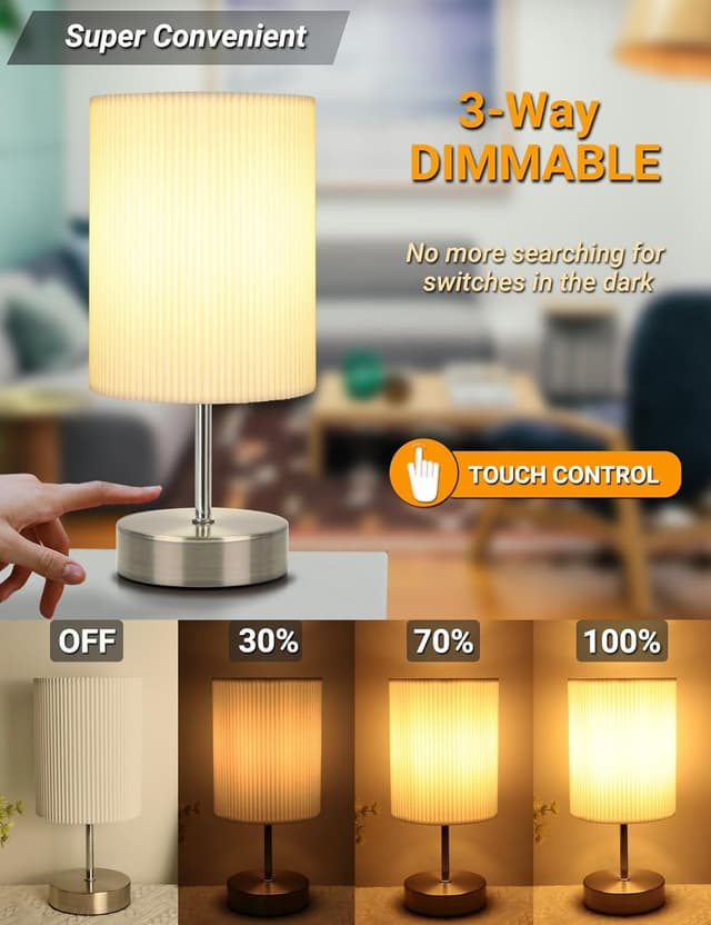 Detalle de HSLighting Touch Control 3-way Dimmable Bedside Lamp