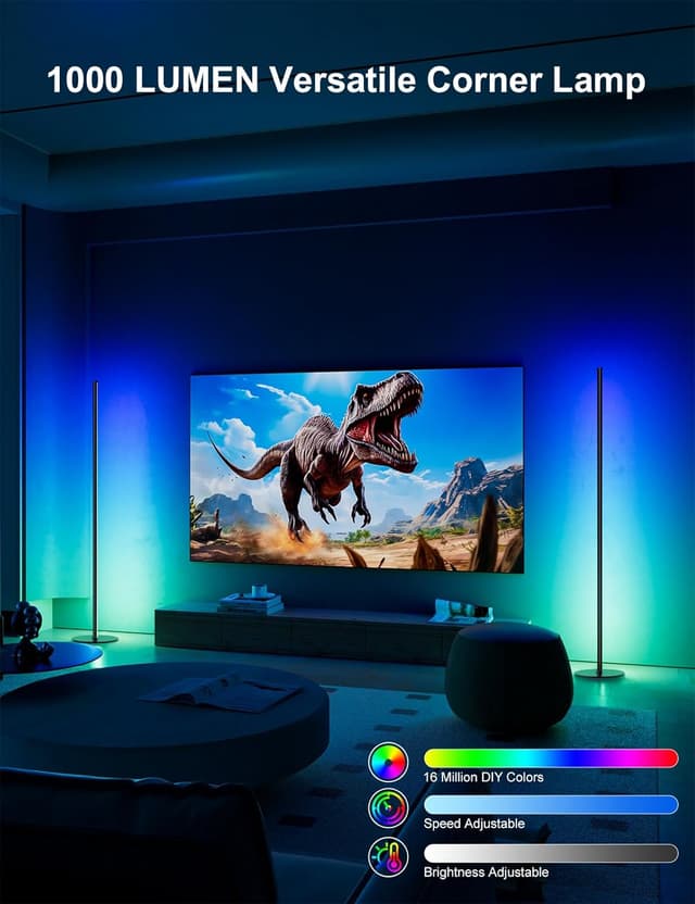 Detalle de Meewata LED Stehlampe Wohnzimmer 180 cm RGB