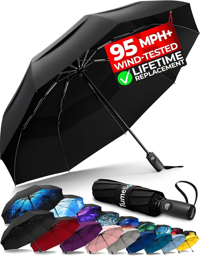 Detalle de Tumella Strongest Windproof Travel Umbrella 42" ☂