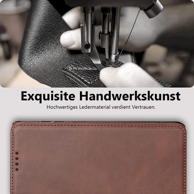 Detalle de Vaki Handyhülle für Samsung Galaxy S10 4G – Leder Wallet Case mit Kartenfach, Standfunktion & Klappverschluss