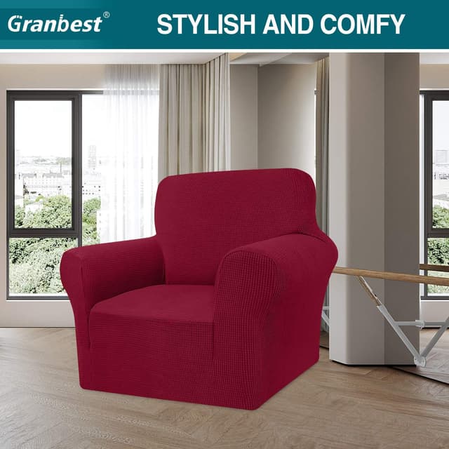 Detalle 2 de Granbest copridivano elasticizzato ad alta elasticità in jacquard (1 posto) Rosso Vino