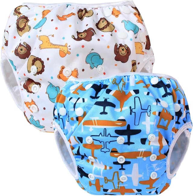 Detalle de Teamoy 2-pack baby swimming trunks (swim nappy) with adjustable snaps