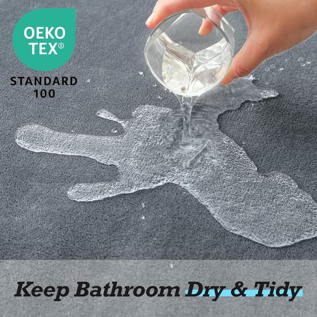 Detalle 2 de HUXMEYSON 3-Piece Bathroom Rug Set (Non-Slip, Quick-Dry) in Grey