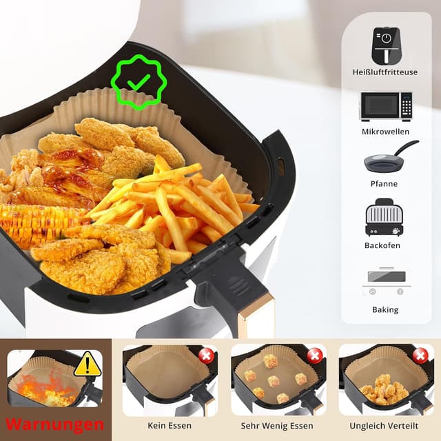 Thumbnail 5 de 150 Stück Backpapier für Heißluftfritteuse 20–24 cm