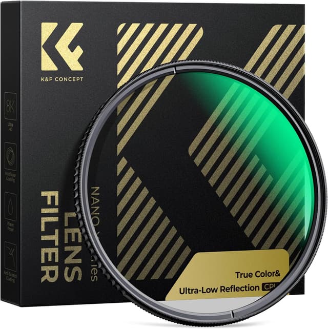 Detalle de K&F CONCEPT 2-in-1 Filter 52 mm True Color Polfilter & Ultra-niedrige Reflexion Polfilter (Nano-Xcel)