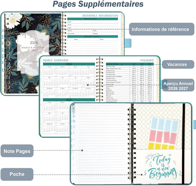 Detalle 1 de NEYSA Agenda 2026 A5 semainier 12 mois