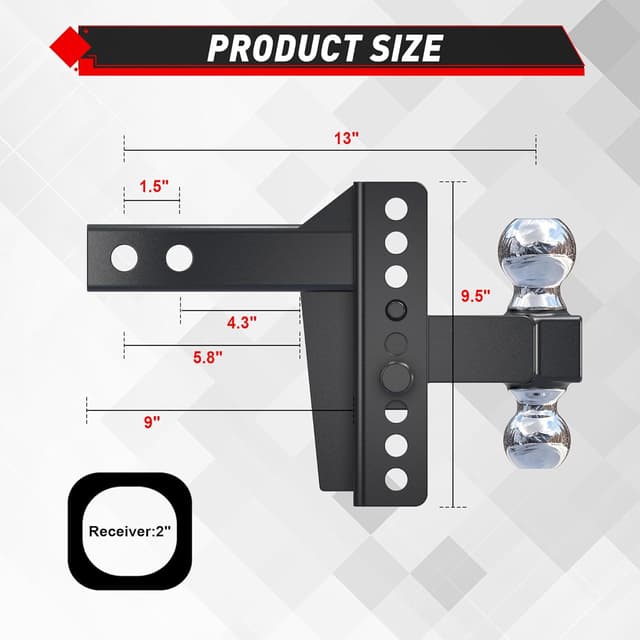 Thumbnail 1 de TYT Adjustable Trailer Hitch 6" Drop 🚚