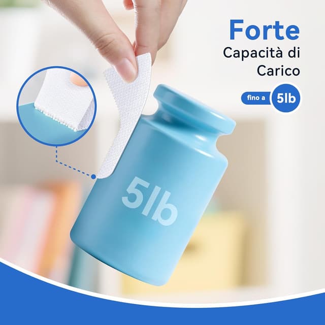 Detalle de HOMMAND Feltro Adesivo Forte Biadesivo con sistema hook & loop (24 pezzi) bianco