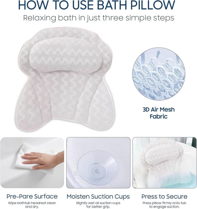Thumbnail 5 de ADOV Luxury Bath Pillow 6 Suction Cups
