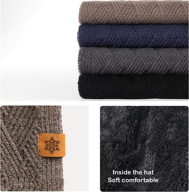 Detalle de MAZELIKEHOOD 3-piece winter hat, scarf and gloves set for men