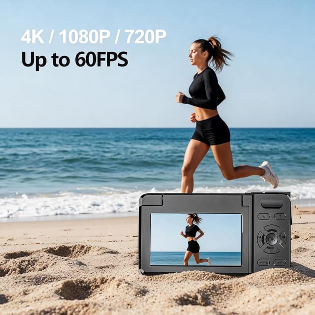 Detalle 2 de 4K Digital Camera (64MP Autofocus) with 3.0'' Flip Screen, Time Lapse, Slow Motion and 20 Filters — Portable for Photo & Vlog