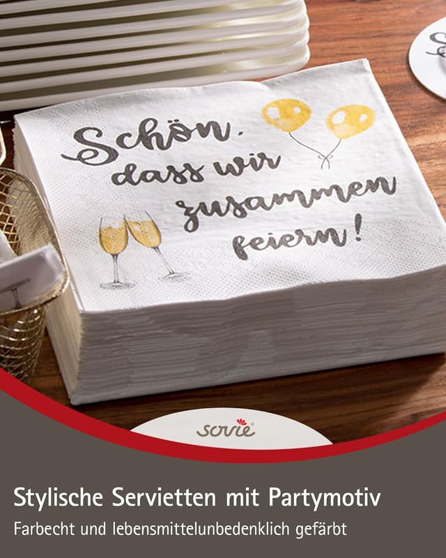 Thumbnail 1 de Sovie Einmalservietten Sekt 100 Stück 33 x 33 cm 🎉