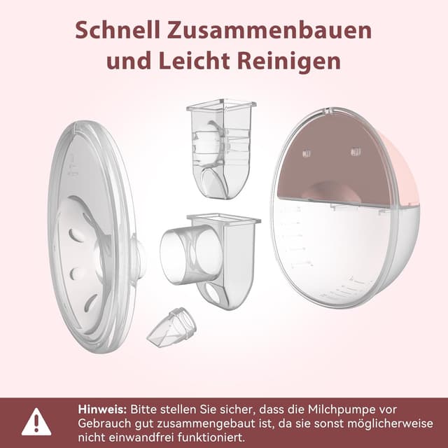 Detalle de MOMAINI Milchpumpe elektrisch handsfree (pink, 24 mm) – mit 4 Modi, 12 Saugstufen und 160-ml-Behälter