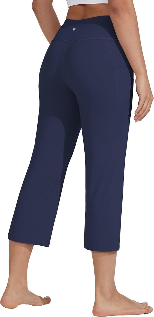 Detalle de Willit Women’s High-Waist Yoga Capris (21" Inseam) Straight-Leg Workout Leggings with Pockets