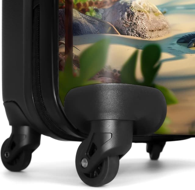 Detalle de NoBoringSuitcases.com® Kinderkoffer Groß 67×43×25 cm mit 4 Rollen (Dinosaurier-Design)