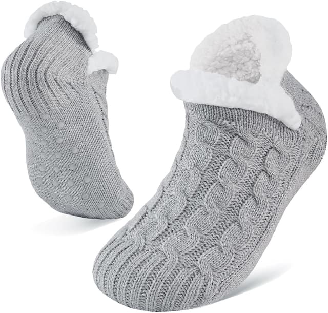 Detalle de Niorasen Fluffy Slipper Socks (UK 4–9) with Grippers – Warm non-slip bed socks
