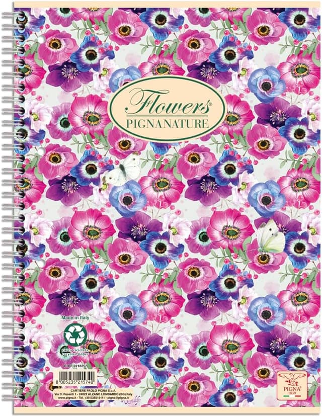 Thumbnail 6 de Carnets à spirales Pigna Nature Flowers A5 (4 trous) – lot de 5, papier recyclé 80 g