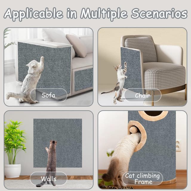 Thumbnail 6 de Xynovate tappetino tiragraffi adesivo per gatti grigio chiaro, riutilizzabile e tagliabile